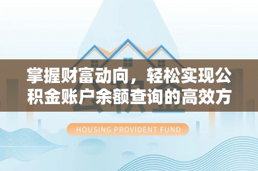 保险掌握财富动向，轻松实现公积金账户余额查询的高效方式